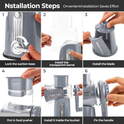 SUSTEAS Rotary Cheese Grater 5 Blades,Kitchen Mandoline Vegetable Slicer - Image 5