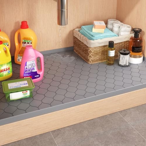 Winisok Waterproof Under Sink Mat 37" x 22", Silicone Mat, Light Gray - Image 7