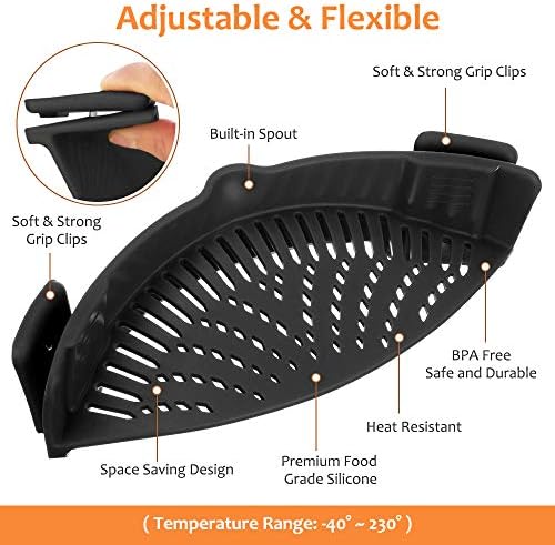 YEVIOR Clip on Strainer for Pots Pan Pasta,Silicone Food Pan Strainer - Image 2