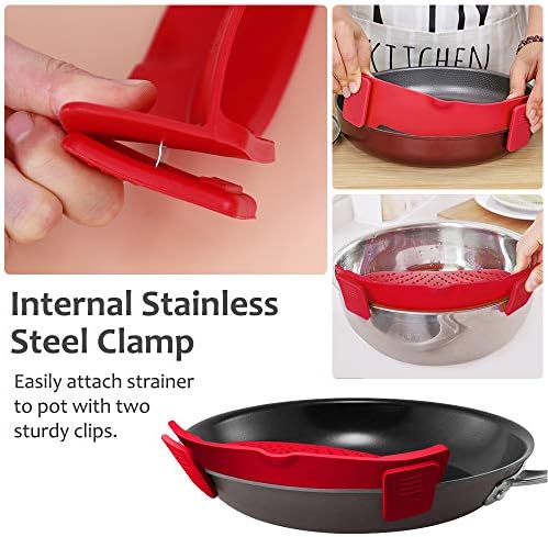 YEVIOR Clip on Strainer for Pots Pan Pasta,Silicone Food Pan Strainer - Image 5