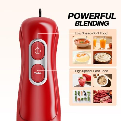 Turelar Immersion Blender Corded 400W, 2 Speed, Emulsifier, Blend, BPA-Free - Image 2