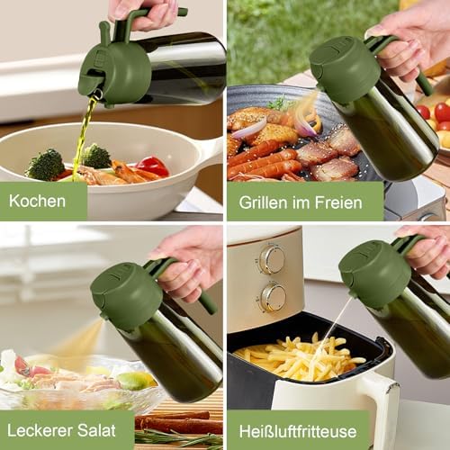 YARRAMATE 16 oz 2-in-1 Dark Glass Oil Sprayer & Dispenser, BlackOliveGreen - Image 7