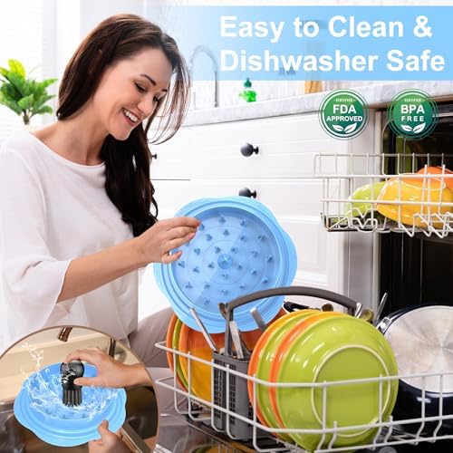 Chicken Shredder Tool Twist Large Meat Shredder with Brush&Fork, Sky Blue - Image 4