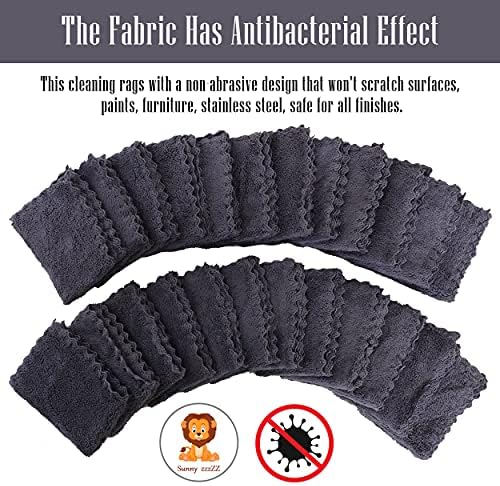 Sunny zzzZZ 24 Pack Kitchen Dishcloths - Does Not Shed Fluff - Reusable Dish Towels, Dish Cloths, Super Absorbent Coral Fleece Cleaning Cloths, Nonstick Oil Washable Fast Drying, 7 x 9 Inch (Grey) - Image 3