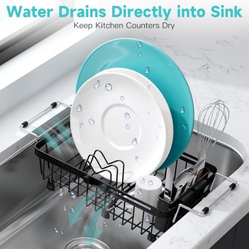 JASIWAY Black Mini Over the Sink Dish Drying Rack for Compact Apartment, RV - Image 5