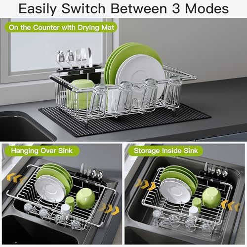 JASIWAY in Sink Dish Drying Rack with Mat, Cups and Utensil Holder - Image 2