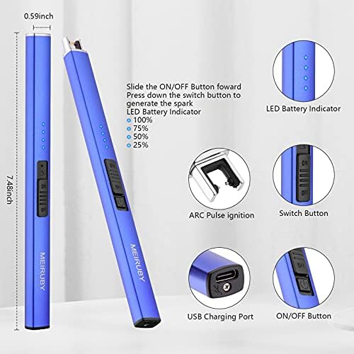MEIRUBY Electric Candle Lighter, Christmas Stocking Stuffers Gifts for Women Mom Men Wife Sister, USB Arc Rechargeable Windproof Long Lighter for Candle BBQ Housewarming Birthday Gifts Idals - Image 2