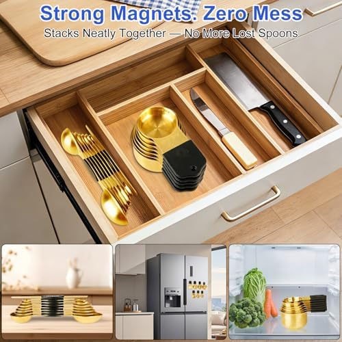 Magnetic Measuring Cups and Spoons Set-Heavy Duty 304 Stainless Steel Cups - Image 6