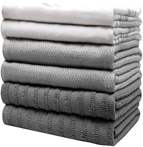 Premium Kitchen Towels 6 Pack 100% Cotton 20"x28" Dish Towels - Grey Wide - Image 6