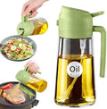 YARRAMATE 16oz/470ml Glass Olive Oil Sprayer for Cooking with Stickers, 2 in 1 Oil Dispenser for Kitchen Gadgets, Food Grade Premium Spray Bottle with Portion Control for Salad, Frying, BBQ (Green) by YARRAMATE