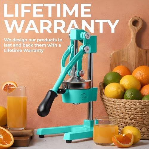 Zulay Kitchen Cast Iron Juicer, Orange Manual Juicer, Citrus Press, Teal - Image 6