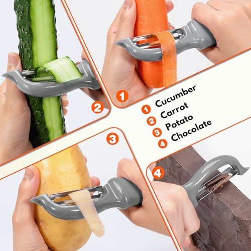 Rainspire Vegetable Peeler Potato Peelers for Kitchen, Sharp Stainless Steel Blades Veggie, Comfortable Handle Fruit Peeler, Carrot Peeler Apple Peeler Dishwasher Safe (1, Grey) - Image 7