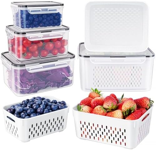 Freshmage Fruit Storage Containers for Fridge with Removable Colander 4 PCS by Freshmage