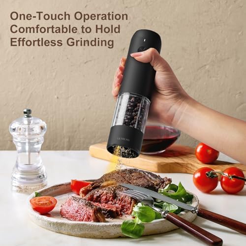 Ultrean Electric Salt and Pepper Grinder Set, Rechargeable,White&Black - Image 2