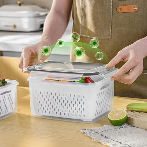 5 PCS Large Fruit storage Containers for Fridge ,Food Storage Containers - Image 7