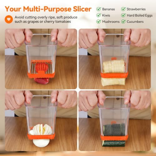 Strawberry Slicer Cup, Fruit Cutter – Quick-Slice, Meal Prep, Orange - Image 7