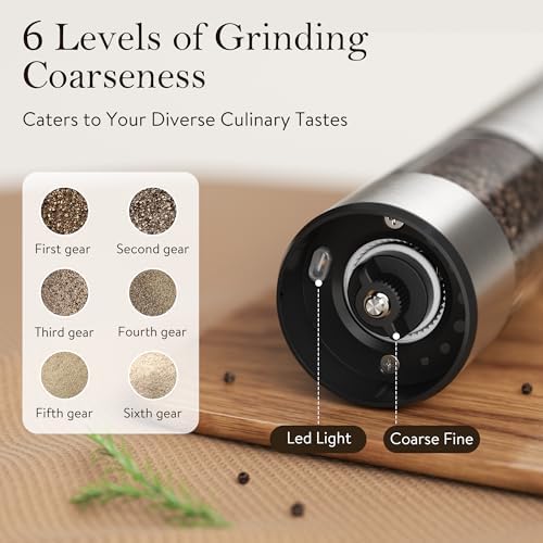 Ultrean Electric Salt and Pepper Grinder Set, Rechargeable,Stainless Steel - Image 3