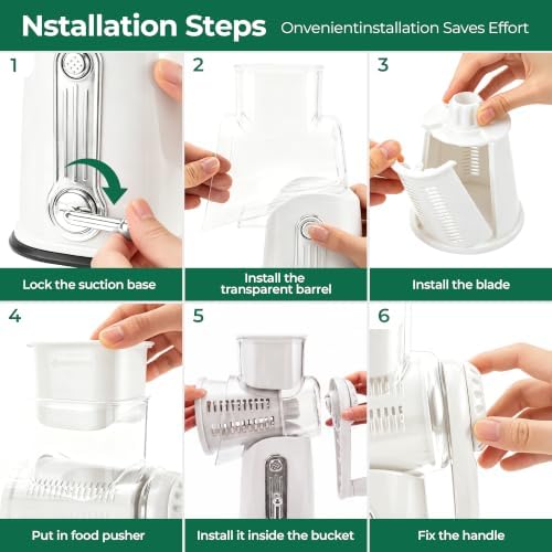 SUSTEAS Rotary Cheese Grater 5 Blades,Kitchen Mandoline Vegetable Slicer - Image 5