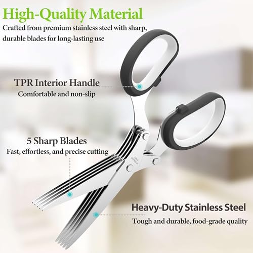 2026 Upgraded Herb Scissors, 5-Blade Kitchen Herb Shears - Image 2