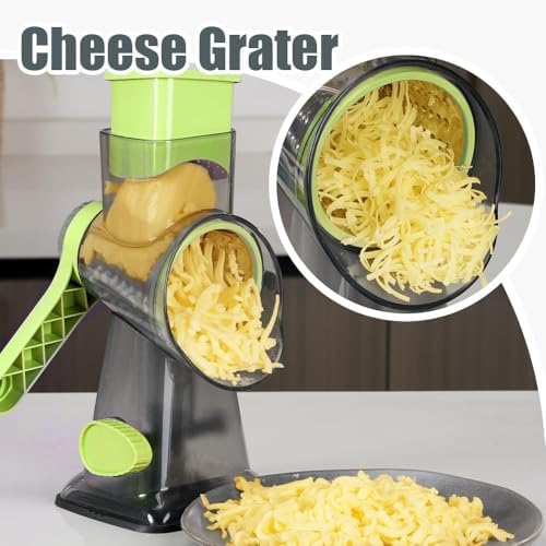 KEOUKE Rotary Cheese Grater, Hand Crank Shredder Slicer, Snow Cone Maker - Image 6