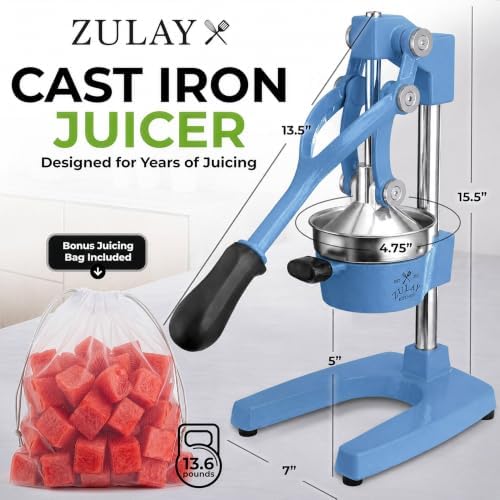 Zulay Kitchen Cast Iron Juicer, Orange Manual Juicer, Citrus Press, Haze - Image 2