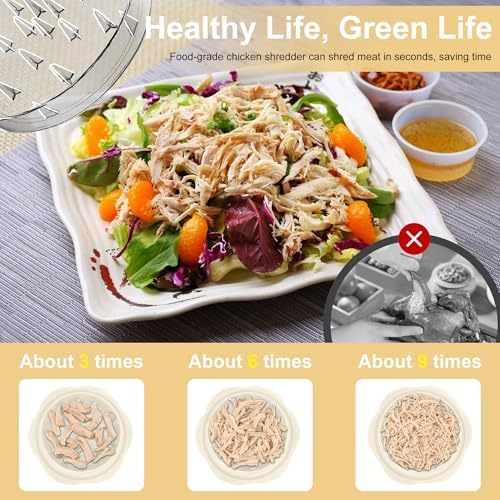 Chicken Shredder Tool Twist Large Meat Shredder with Brush&Fork, Beige - Image 2