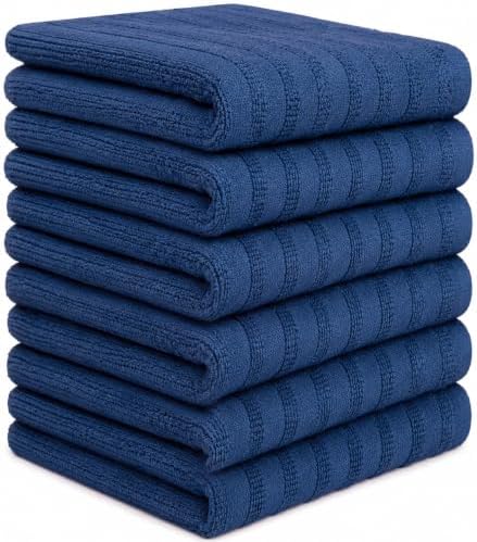 Premium Kitchen Towels 6 Pack 100% Cotton, 20"x28" - Blue Solid - Image 2