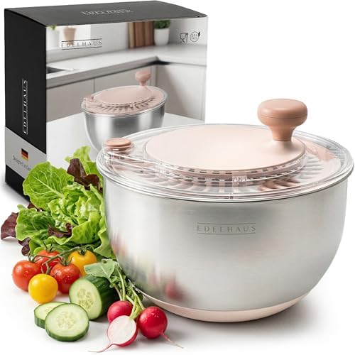 EDELHAUS Salad Spinner Stainless Steel - Lettuce Fruit Vegetable Washer by EDELHAUS