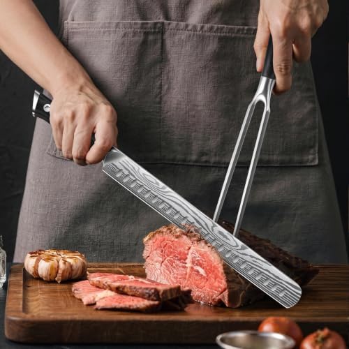 FINTISO BBQ Carving Knife Set,12inch Brisket Slicing Knife and 7incFork Set - Image 5