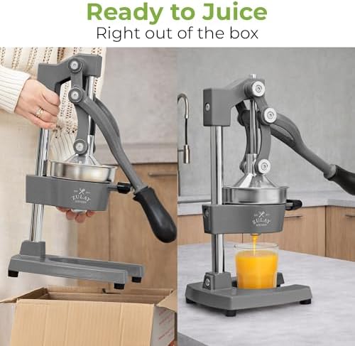 Zulay Kitchen Cast Iron Juicer, Orange Manual Juicer, Citrus Press, Grey - Image 3