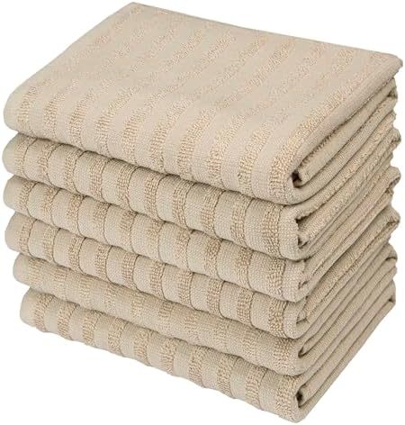 Premium Kitchen Towels 6 Pack 100% Cotton, 20"x28" - Tan Solid - Image 5