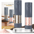 Electric Salt and Pepper Grinder Set - Rechargeable Automatic Salt and Pepper Shakers, Kitchen Appliances with External Adjustable Coarseness, Larger Hopper for Cooking, Home Gifts(2 Pack,Slate Gray) by Unknown