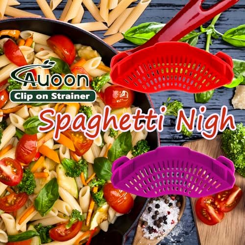 AUOON Clip On Strainer Silicone for Pots, Standard 8.86 x 3.55in, Purple - Image 4