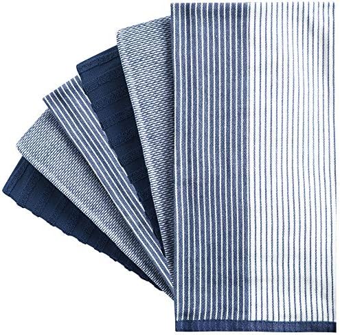 Premium Kitchen Towels (20”x 28”, 12 Pack) | Large Cotton Dish Towels | Flat & Terry Highly Absorbent Kitchen Linen Set with Hanging Loop | Navy Blue - Image 3