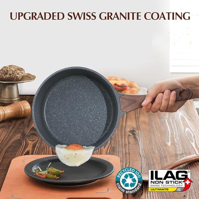 SENSARTE Nonstick Saucepan with Lid 2.5 Quarts - Swiss Granite Coating Medium Pot