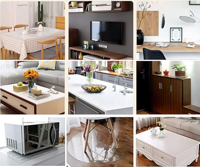 NECAUX Custom 39.4 x 70.9 Inch Frosted Table Cover Protector, 1.5mm Thick Wood Grain Transparent Table Pad Non-Slip Tablecloth Plastic Protective Pad for Dining Room Table, Conference Table