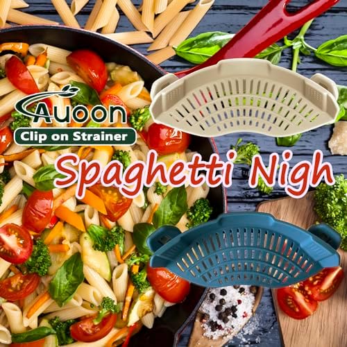 AUOON Pasta Strainer Clip on Silicone, Standard 8.86 x 3.55 in, Fog Blue - Image 3