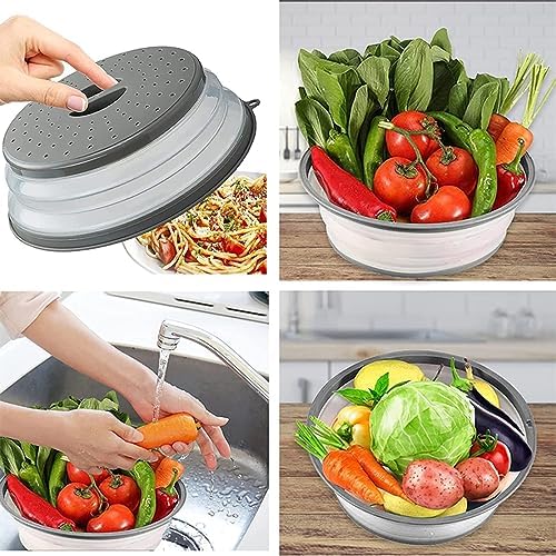 Microwave Splatter Cover Vented for Food, Splatter Guard & Colander Kitchen Gadget for Fruit Vegetables Microwave Plate Cover with Hook Hole,Dishwasher-Safe,BPA-Free Silicone & Plastic (1 Pack) - Image 4