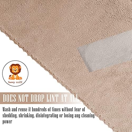 Sunny zzzZZ 24 Pack Kitchen Dishcloths - Does Not Shed Fluff - Reusable Dish Towels, Dish Cloths, Super Absorbent Coral Fleece Cleaning Cloths, Nonstick Oil Washable Fast Drying, 10 x 20 Inch (Brown) - Image 4