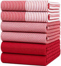 Premium Kitchen Towels 6 Pack 100% Cotton, 20"x28" Dish Towels - Red by BumbleTowels