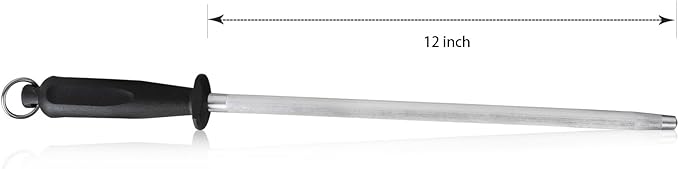 Professional Carbon Steel Black Knife Sharpening Steel, Black 12 Inch