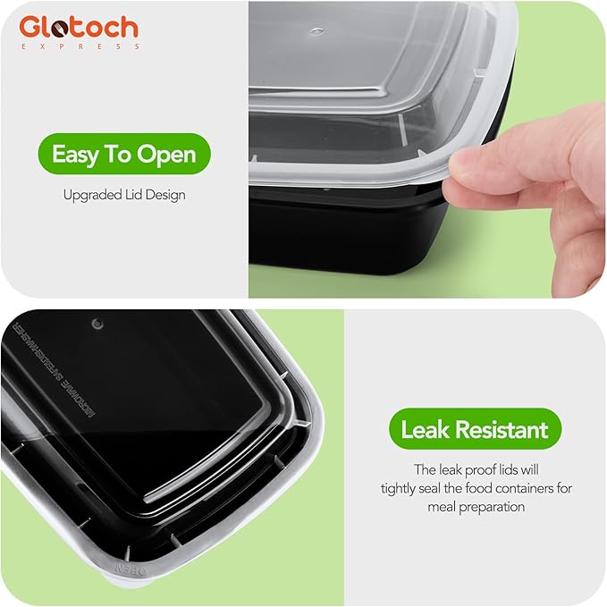 Meal Prep Containers 28oz, 50 Pack (100-Piece) Reusable Food Storage Containers with Lids Microwave, Freezer, Dishwasher Safe - Leakproof & BPA Free Durable Plastic Bento Box for Adult
