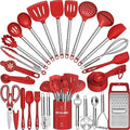 Kitchen Utensils Set- Umite Chef 34 PCs Cooking Utensils with Grater, Spoon Spatula, Heat Resistant Food Grade Silicone, Stainless Steel Handles Kitchen Gadgets Tools Set for Nonstick Cookware(Red) by UmiteChef