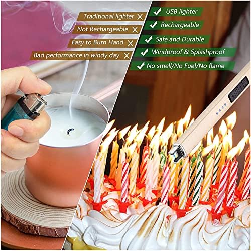 MEIRUBY Electric Candle Lighter, Christmas Stocking Stuffers Gifts for Women Mom Men Wife Sister, USB Arc Rechargeable Windproof Long Lighter for Candle BBQ Housewarming Birthday Gifts Idals - Image 4