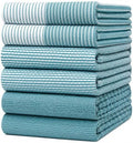 Premium Kitchen Towels 6 Pack 100% Cotton, 20"x28" Dish Towels - Aqua by BumbleTowels