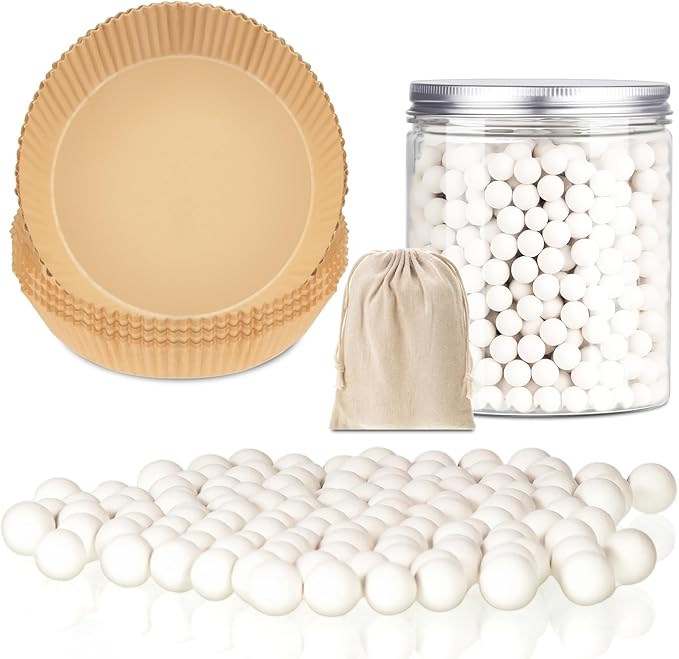 1 Pack White 2 lb Pie Weights for Baking Crust Ceramic Weights Blind Baking Beads with 50 Pcs Disposable Parchment Paper Pie Liner Fit 8,9,10 Inch Dish