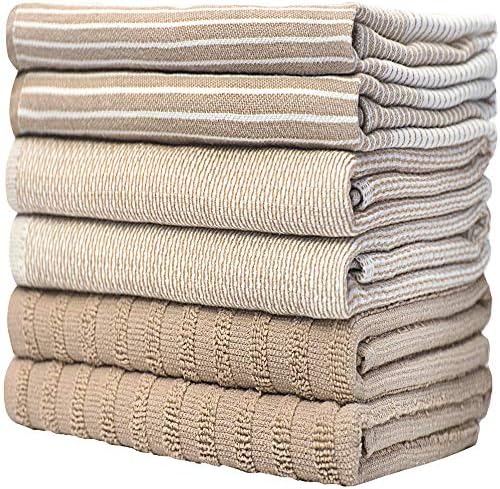 Premium Kitchen Towels 6 Pack 100% Cotton, 20"x28" Dish Towels - Tan - Image 6
