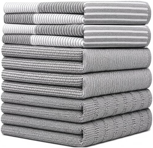 Premium Kitchen Towels 6 Pack 100% Cotton, 20"x28" Dish Towels - Grey - Image 2