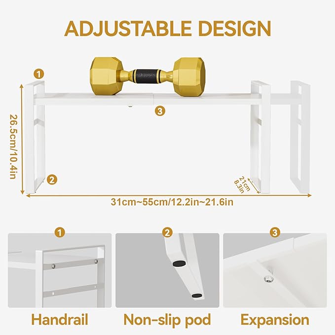 Expandable Cabinet Shelf Organizer Riser for Kitchen Pantry Cupboard Under Sink Countertop Home Storage Organization Rack Space Saver