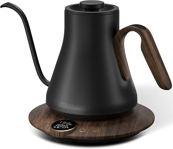 Cocinare FLOW B9 Gooseneck Electric Kettle, Precise Temperature Control for Pour-Over Coffee & Tea Brewing, Stainless Steel Interior, Rapid Heating for Boiling Water 1500W/0.9L (Obsidian Black)